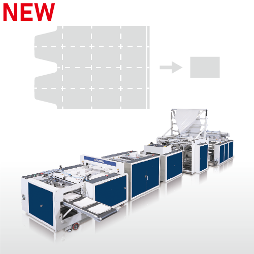 Machine de fabrication de sacs à ordures en forme de S scellée à fond entièrement automatique à 4 plis -SOSR-1300 + 2T + S + 2F